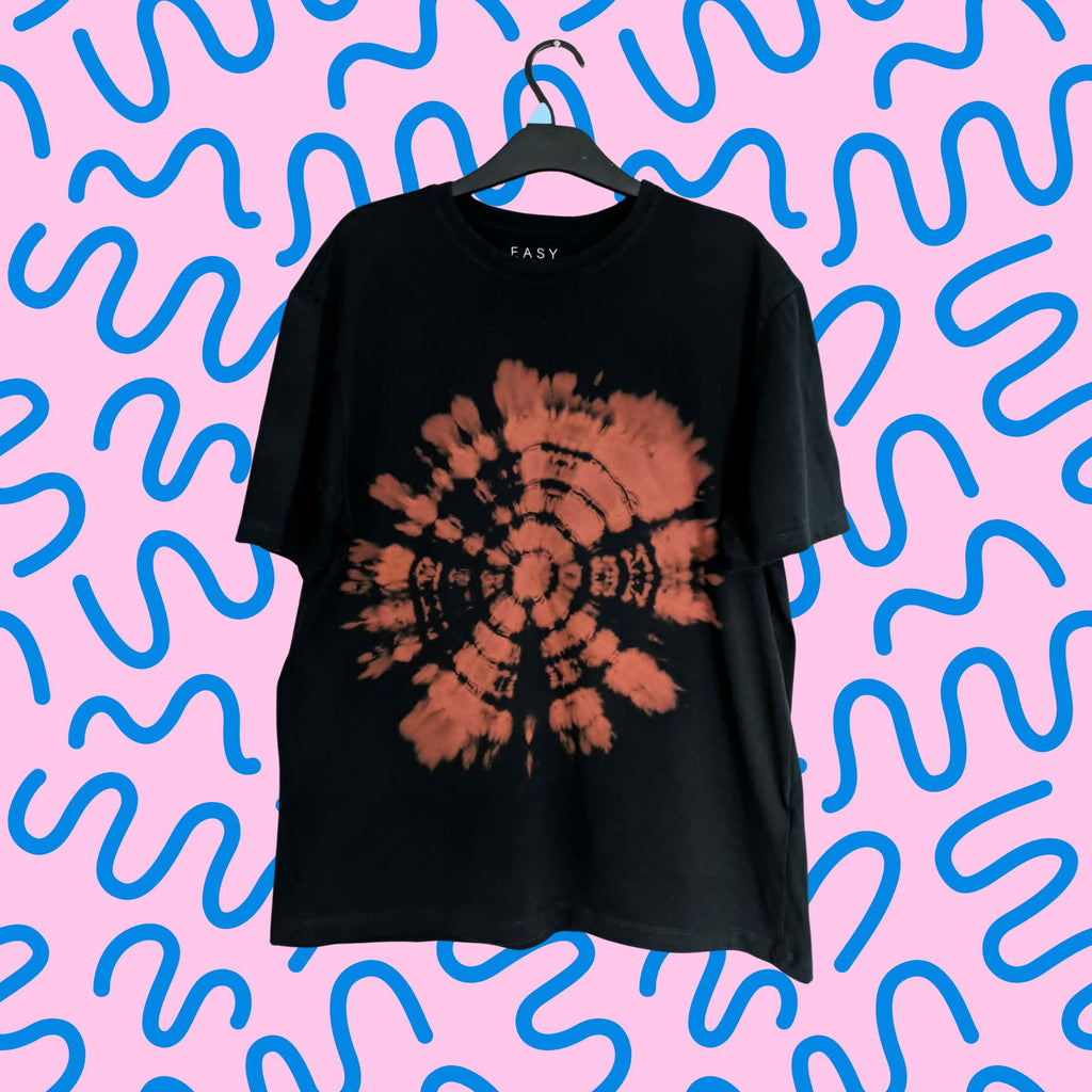 Black Ammonite Bleach Dye T-Shirt — Funky One of a Kind
