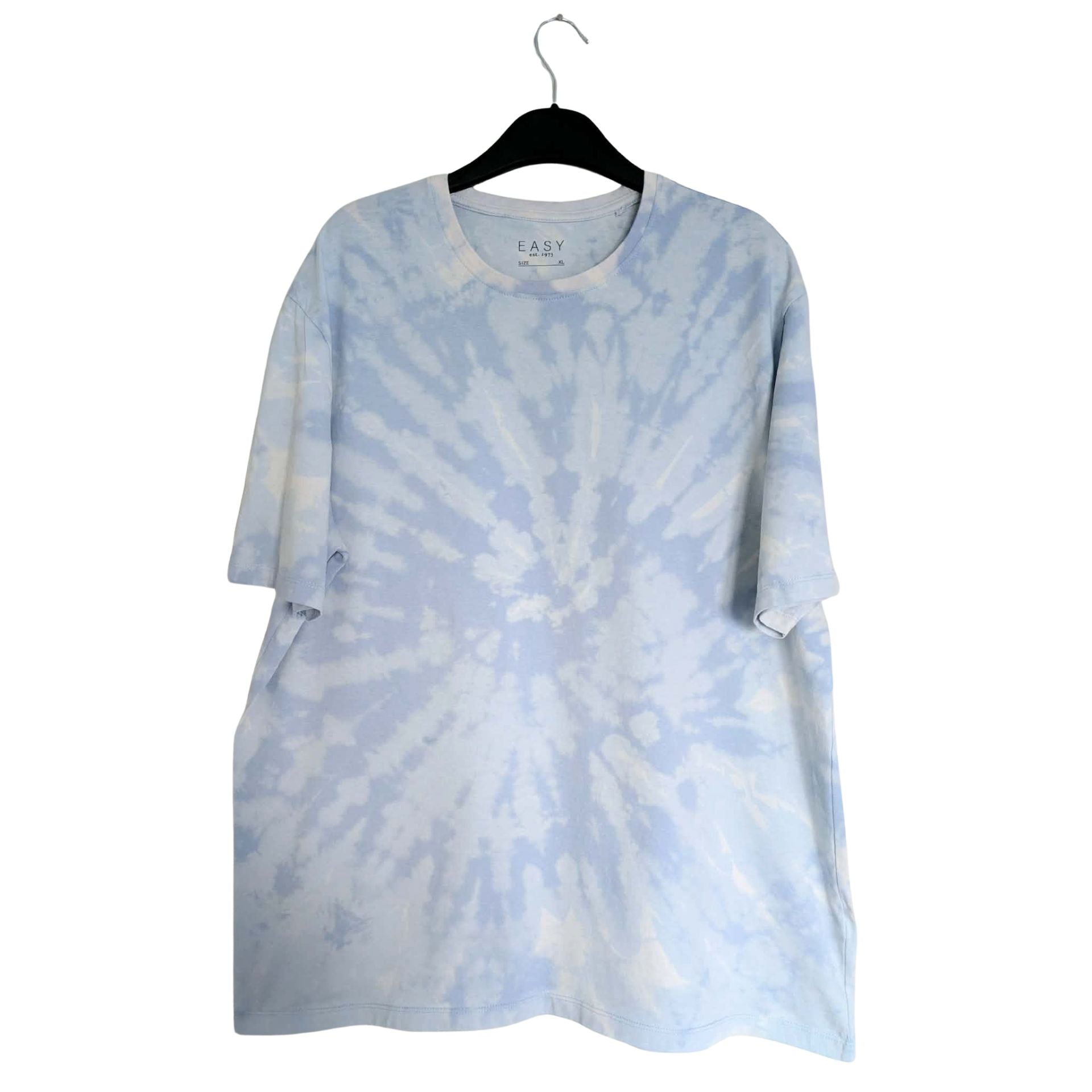 Sky Blue Spiral Bleach Dye T-Shirt — One of a Kind