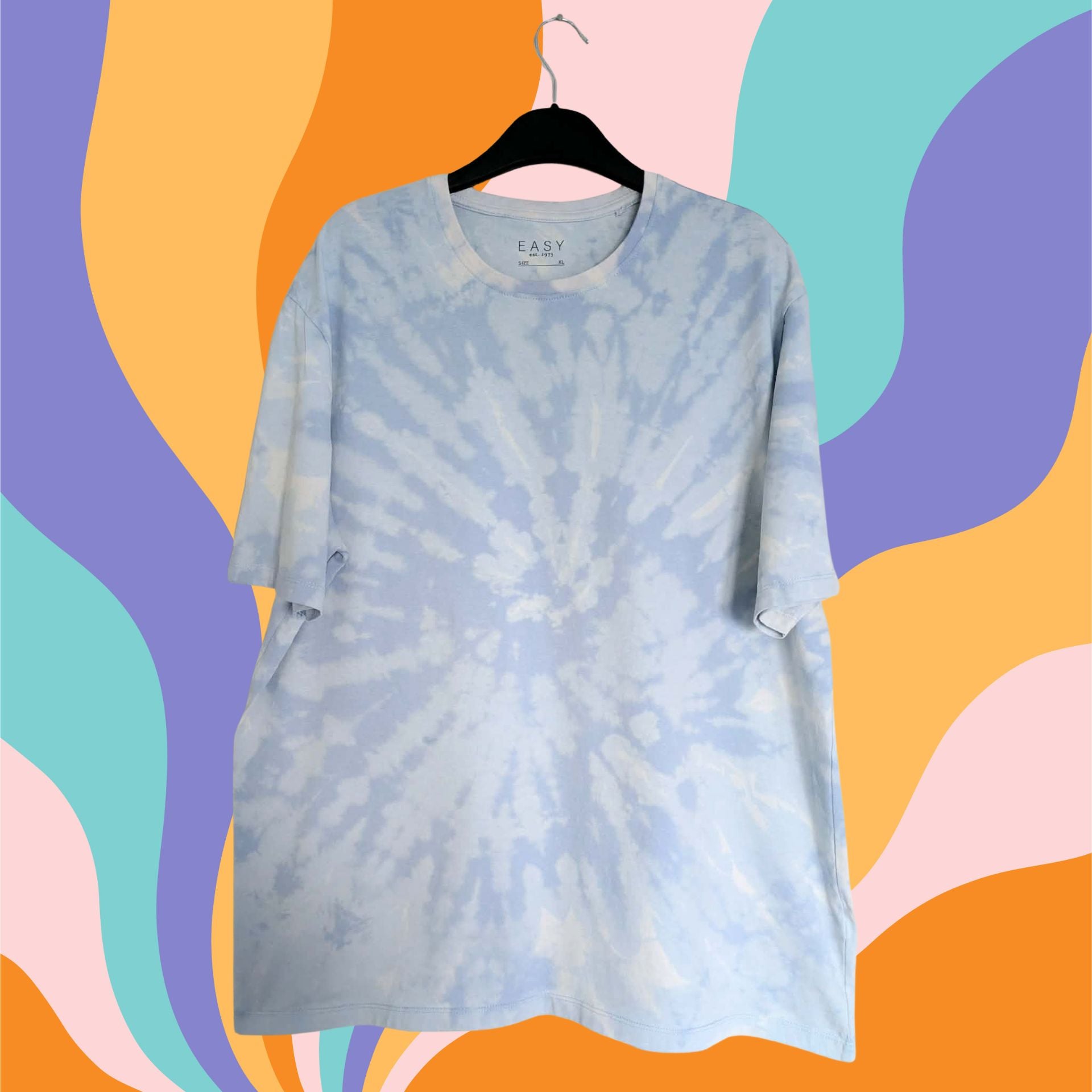 Sky Blue Spiral Bleach Dye T-Shirt — Funky One of a Kind