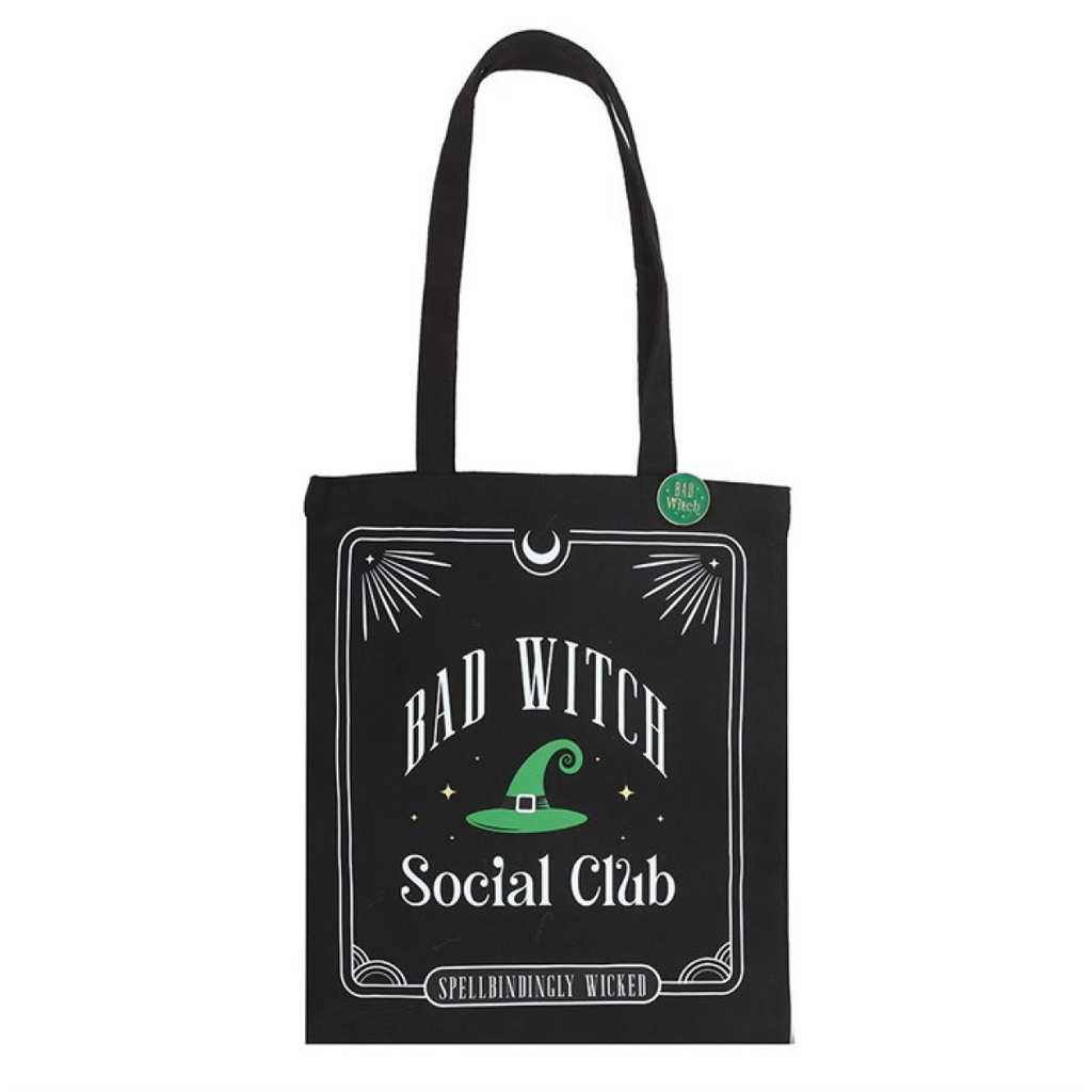 Bad Witch Social Club Polycotton Tote Bag with Pin Badge
