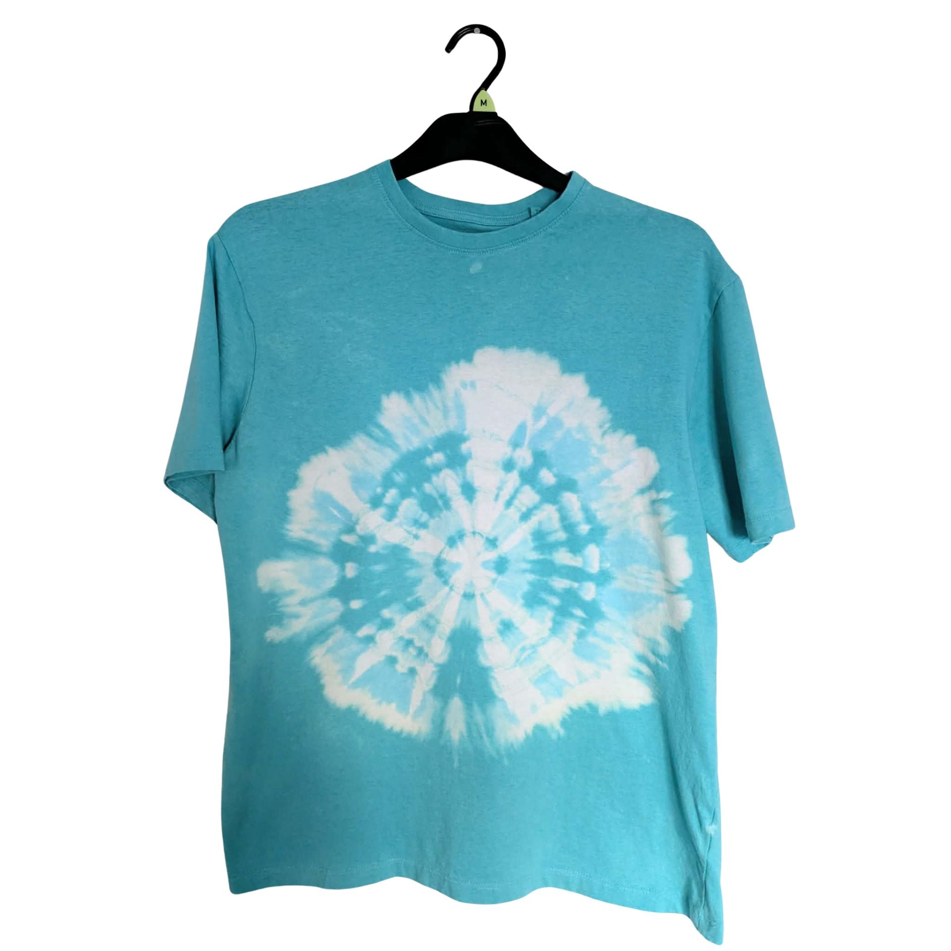 Teal Sunburst Bleach Dye T-Shirt — One of a Kind