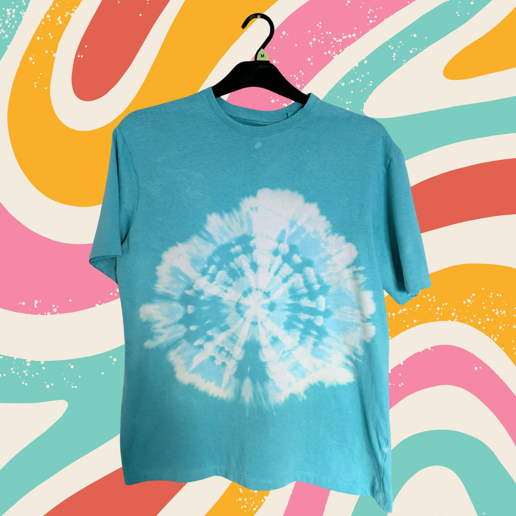Teal Sunburst Bleach Dye T-Shirt — Funky One of a Kind