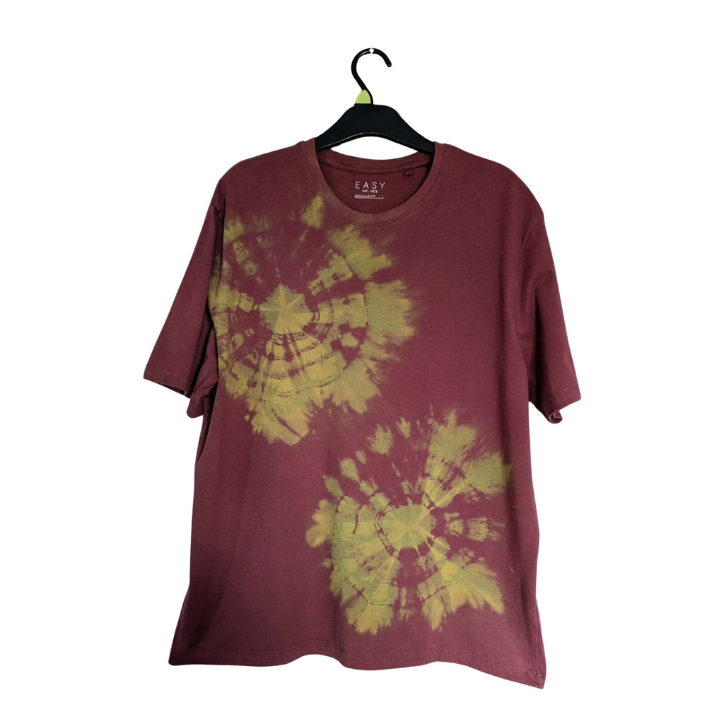 Burgundy Sunflower Bleach Dye T-Shirt — One of a Kind