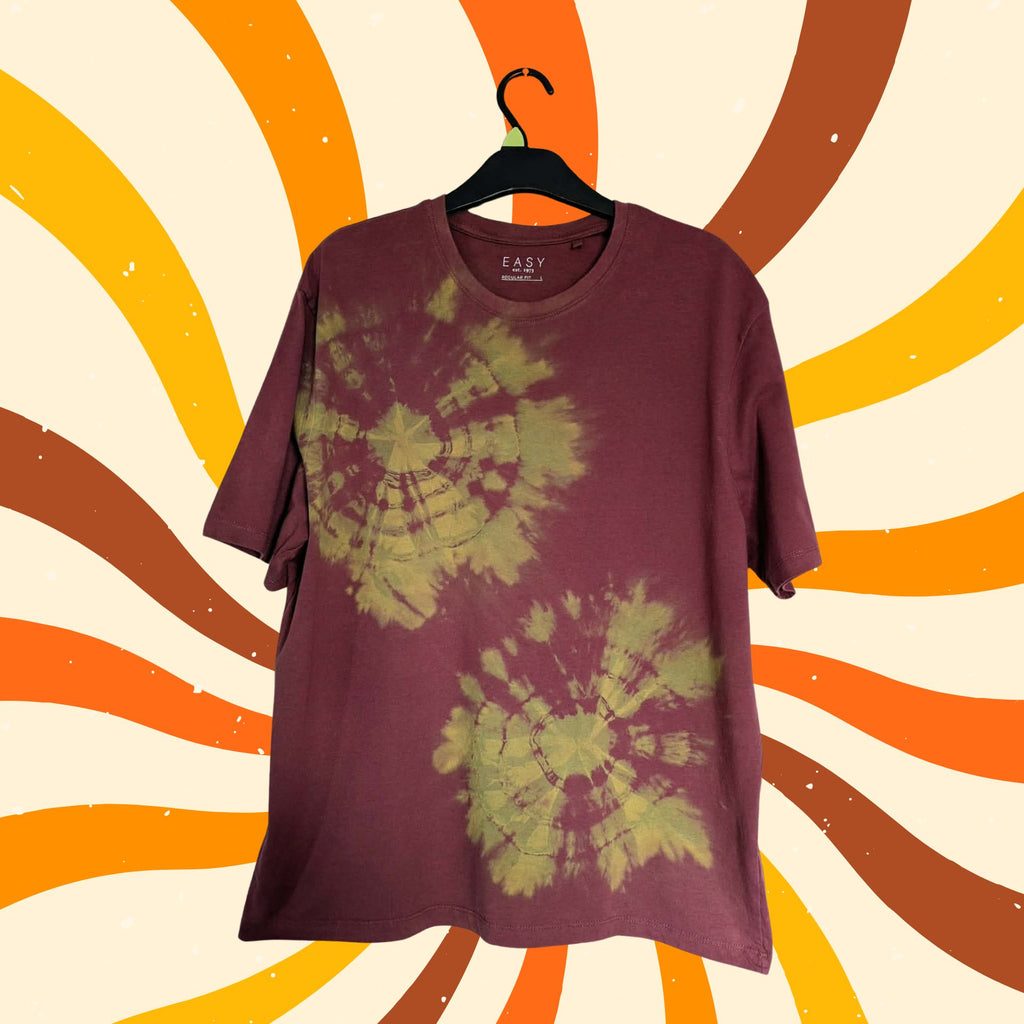 Burgundy Sunflower Bleach Dye T-Shirt — Funky One of a Kind