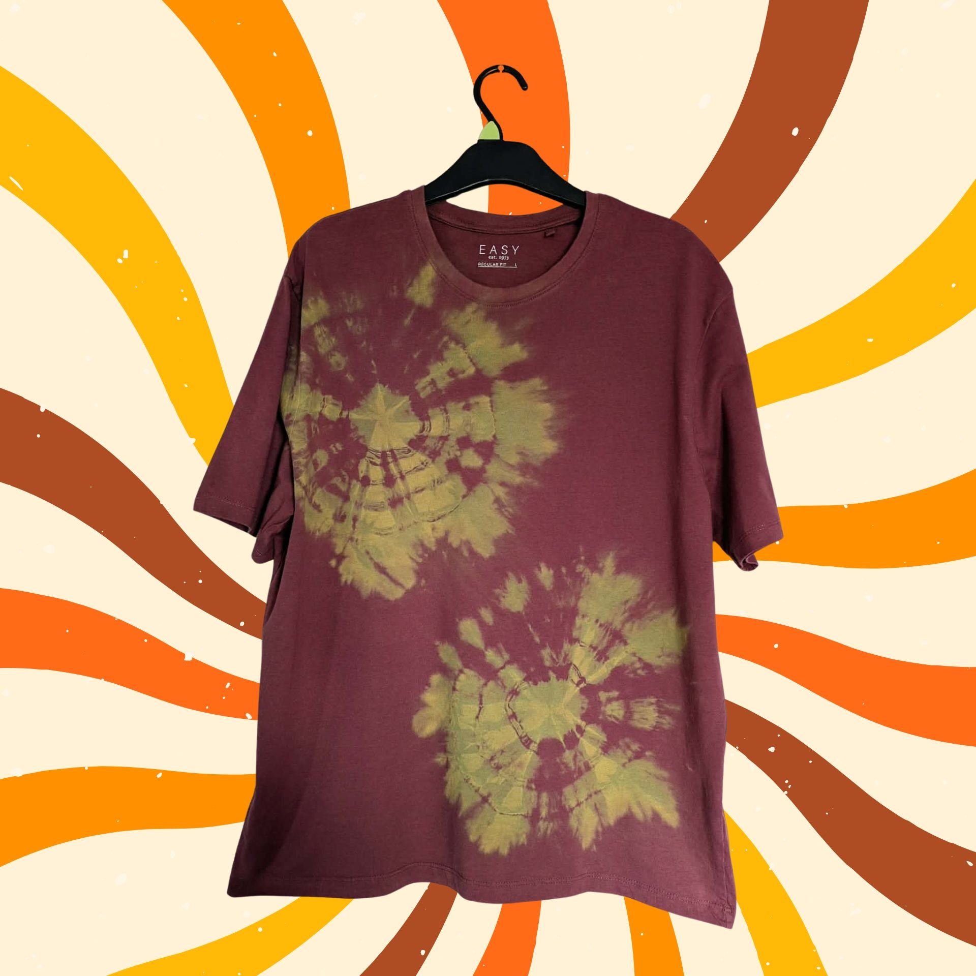 Burgundy Sunflower Bleach Dye T-Shirt — Funky One of a Kind