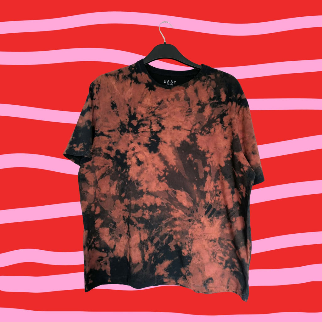Black & Copper Bleach Dye T-Shirt — Funky One of a Kind