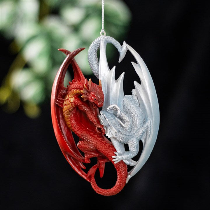 Fire and Ice Dragon Hanging Ornament by Anne Stokes - GETTING DISCONTINUED