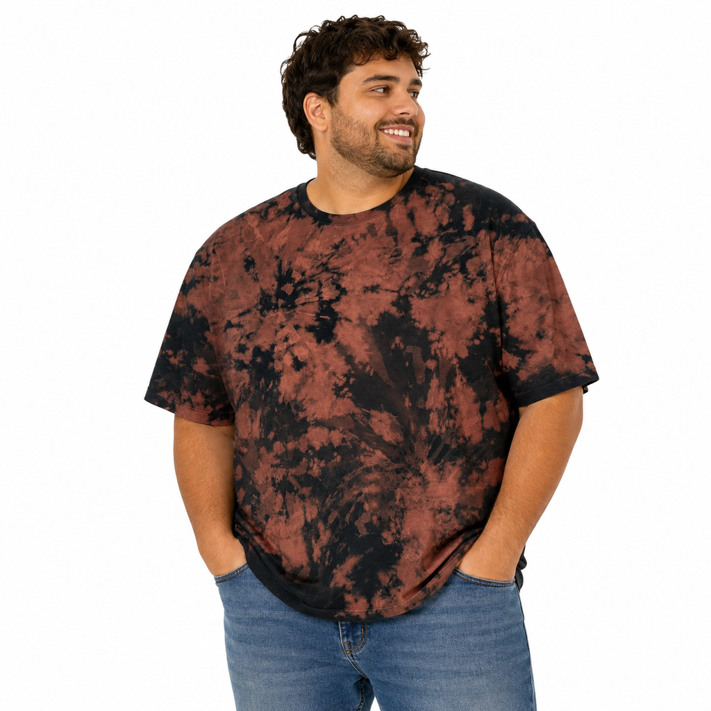 Black & Copper Bleach Dye T-Shirt — One of a Kind On A Male Model
