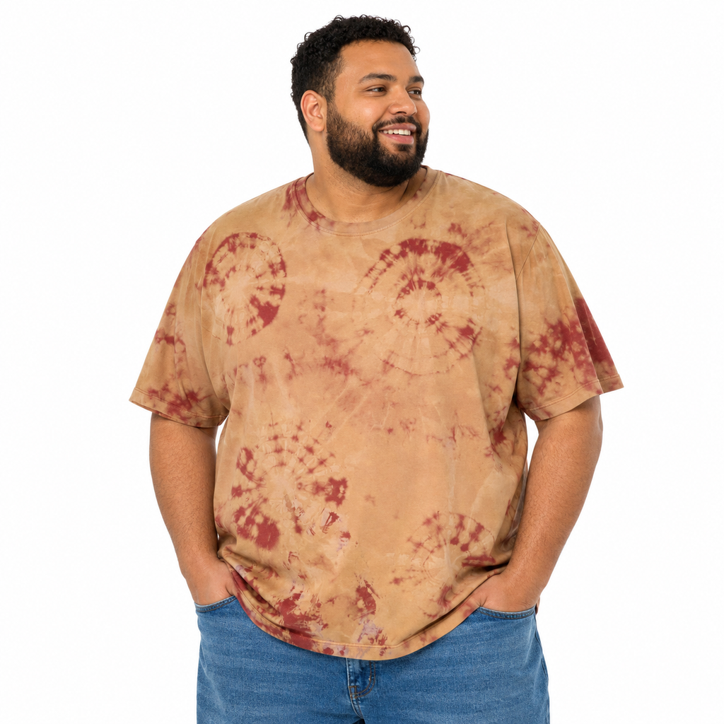 Rose Spiral Bleach Dye T-Shirt — One of a Kind On A Male Model