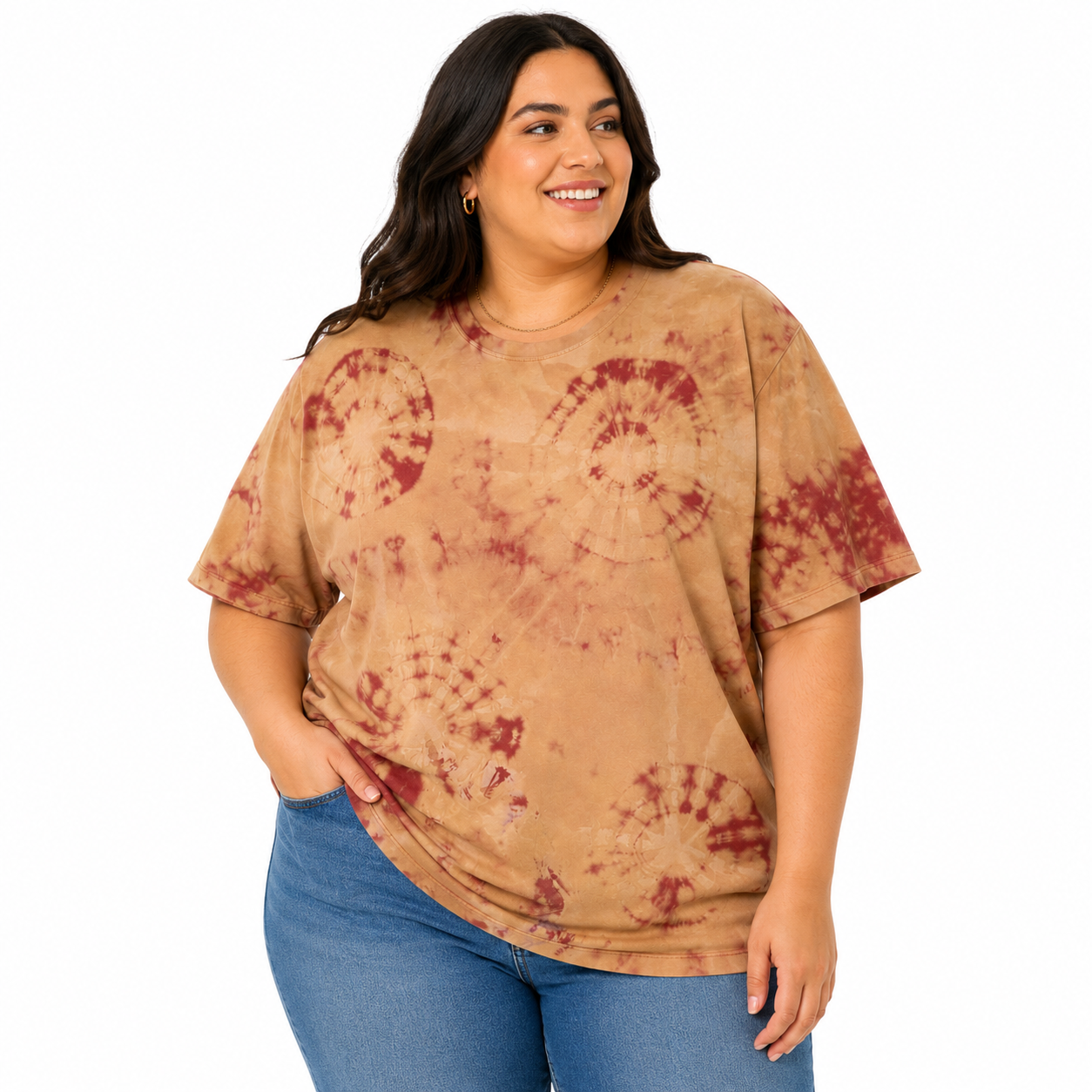 Rose Spiral Bleach Dye T-Shirt — One of a Kind On A Female Model