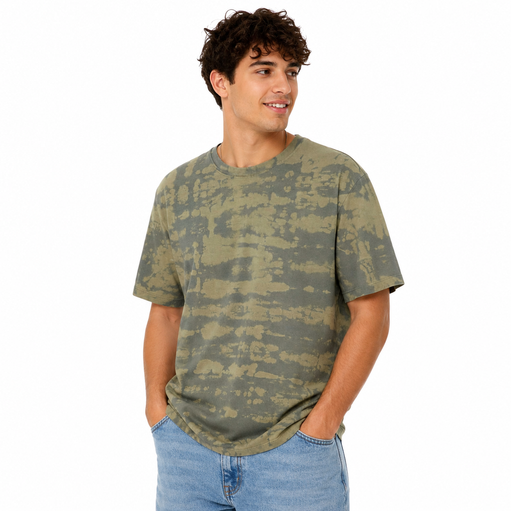 Desert Drift Bleach Dye T-Shirt — One of a Kind On A Male Model