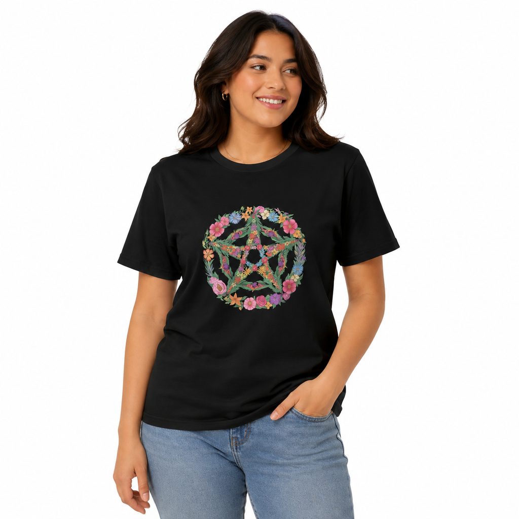 Floral Pentagram T-Shirt | Organic Unisex Tee