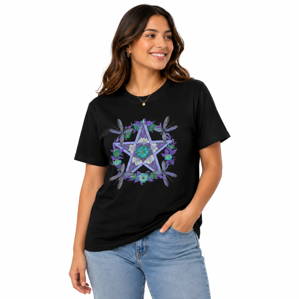 Purple Pentagram & Dragonflies T-Shirt