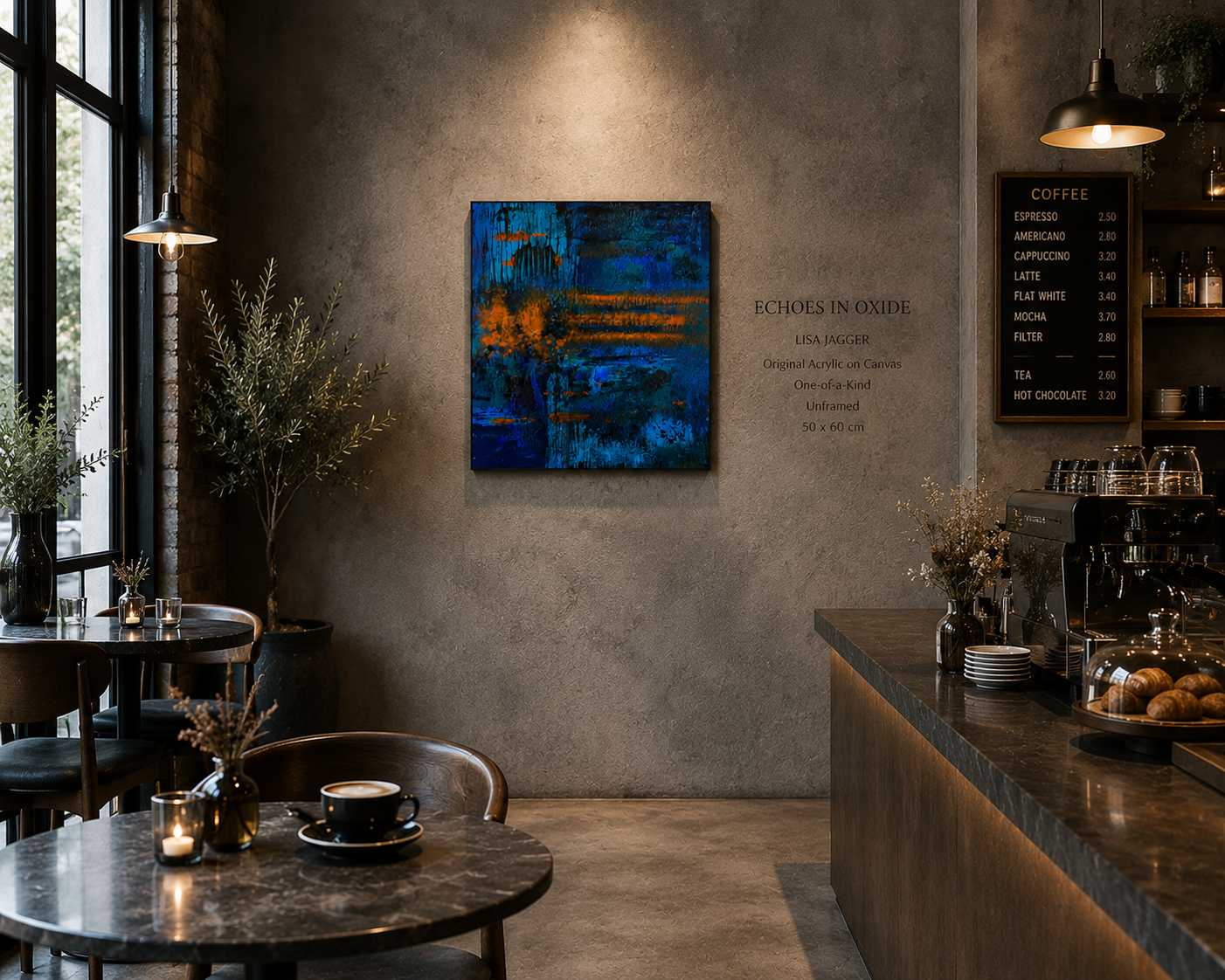 Echoes In Oxide in a mockup Industrial Cafe