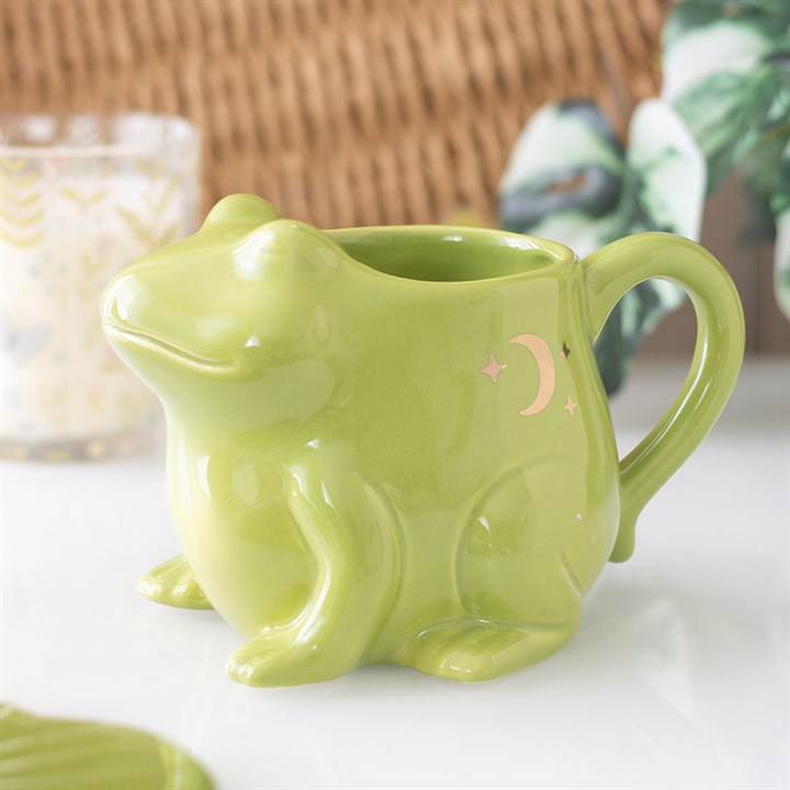 Frog Shaped Ceramic Mug & Lily Pad Saucer