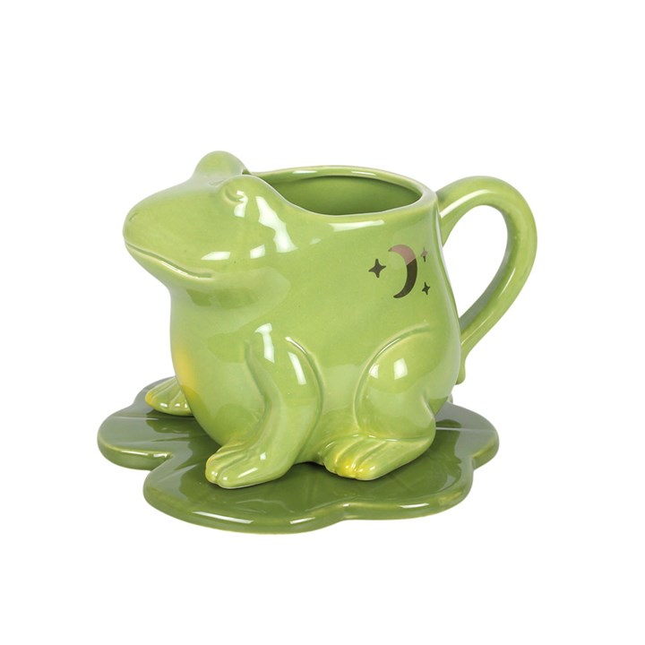 Frog Shaped Ceramic Mug & Lily Pad Saucer