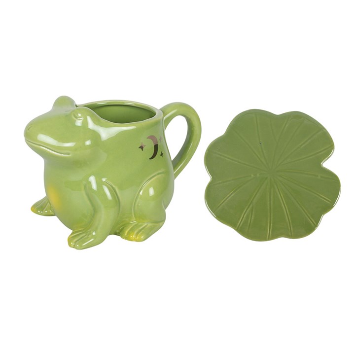Frog Shaped Ceramic Mug & Lily Pad Saucer