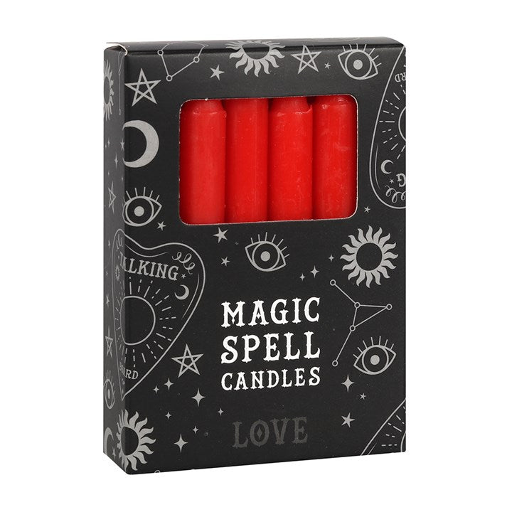Set of 12 Red Wax Spell Unscented Candles