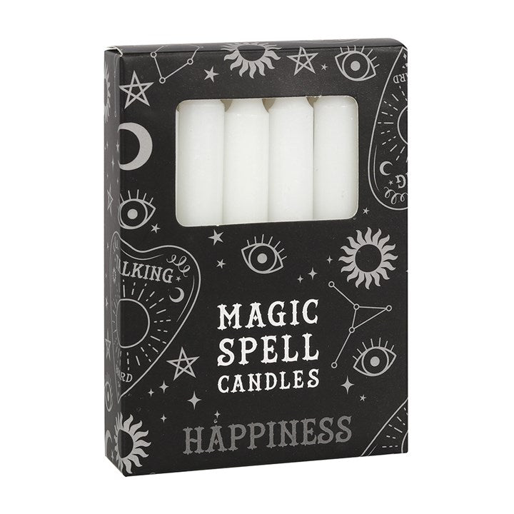 Set of 12 White Wax Spell Unscented Candles