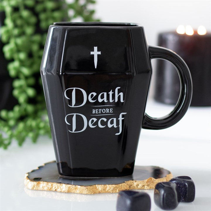 Death Before Decaf Coffin Mug - GETTING DISCONTINUED
