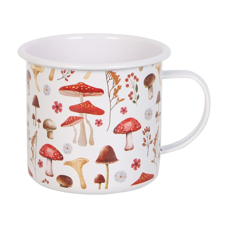 All Over Mushroom Print Enamel Mug - GETTING DISCONTINUED