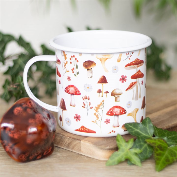All Over Mushroom Print Enamel Mug - GETTING DISCONTINUED