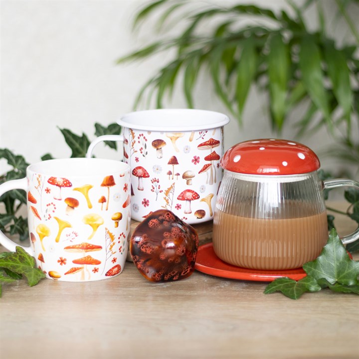 All Over Mushroom Print Enamel Mug - GETTING DISCONTINUED