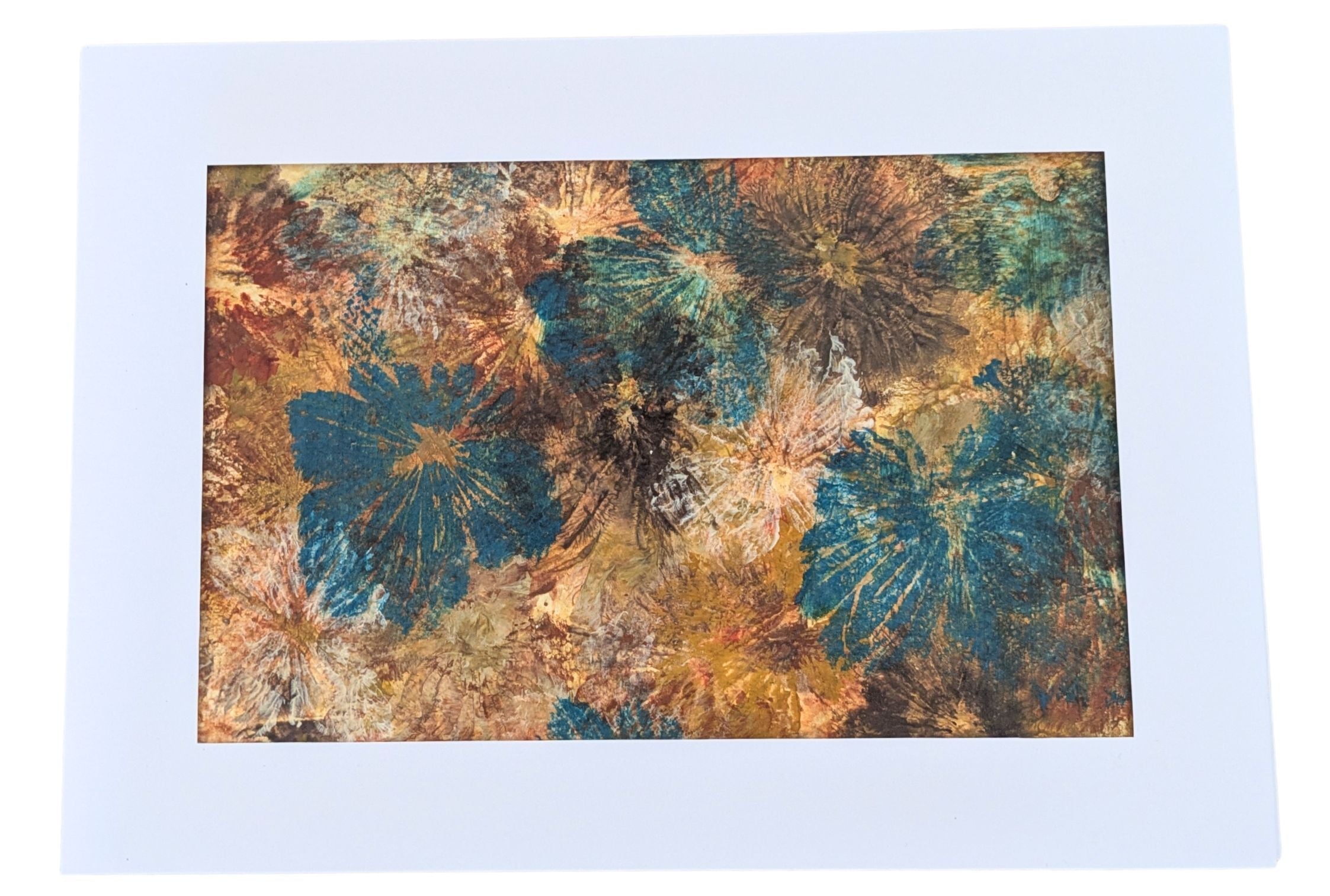 Brown & Teal Texture Watercolour — Original Mixed Media Art