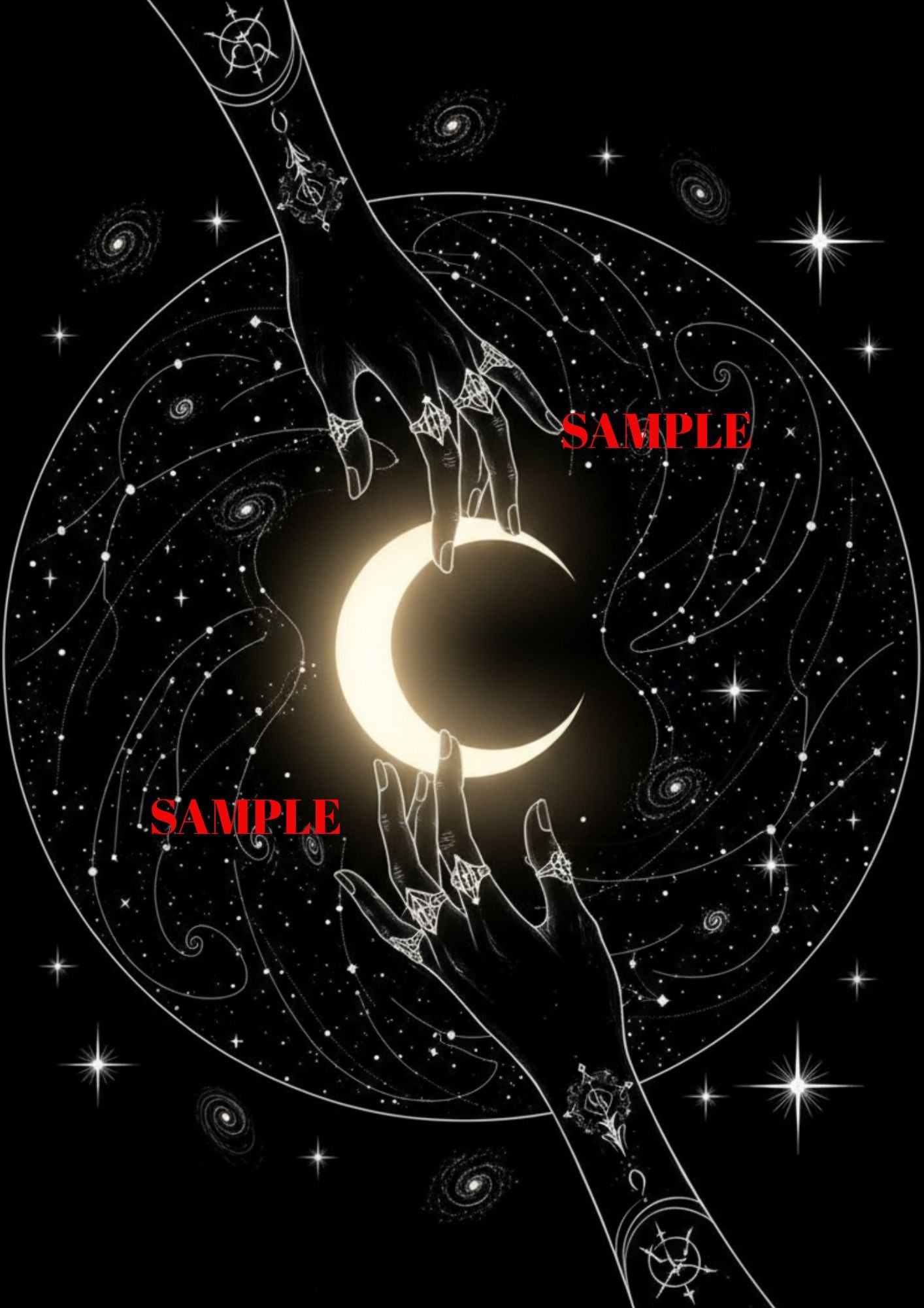 Celestial Hands — Fine Line Gothic Art Print