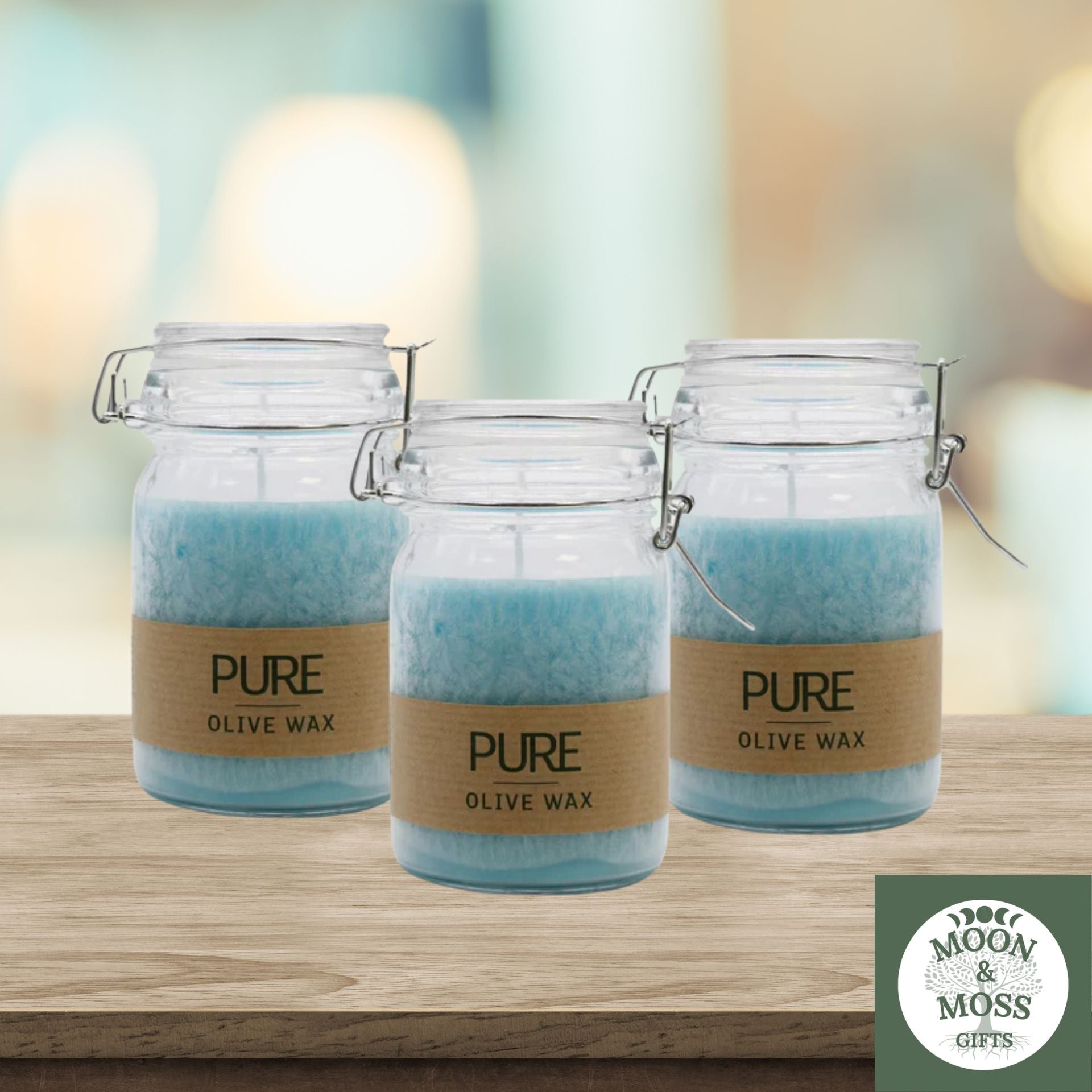Turquoise Pure Olive Wax Candle